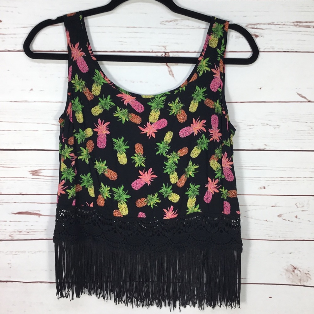 Nanette Lepore L’Amour Pineapple‎ Fringe Crop Top M